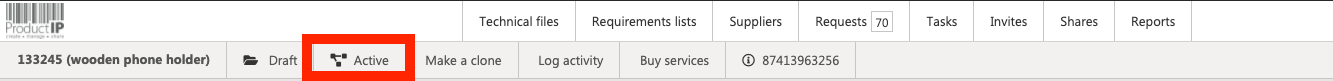 Technical file workflow bar